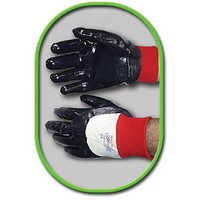 SHOWA Best Glove 7000P-09 SHOWA Best Glove Nitri-Pro Medium Palm Nitrile Coated Heavy Duty Work Gloves With Smooth Finish and Kn